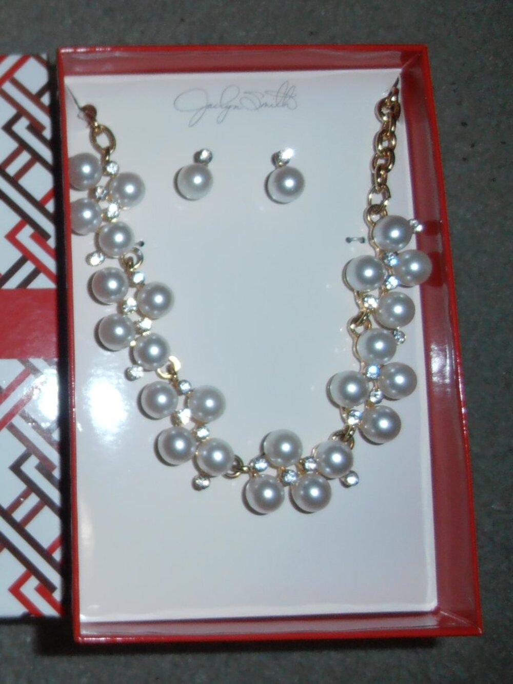 Jaclyn Smith Gold & Pearl Necklace & Earring Set! New!